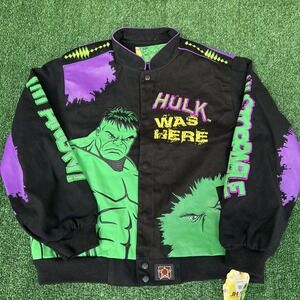 NWT VTG JH Design Hulk Jacket Youth 2XL Black Men's S Crop Boxy Racing Marvel